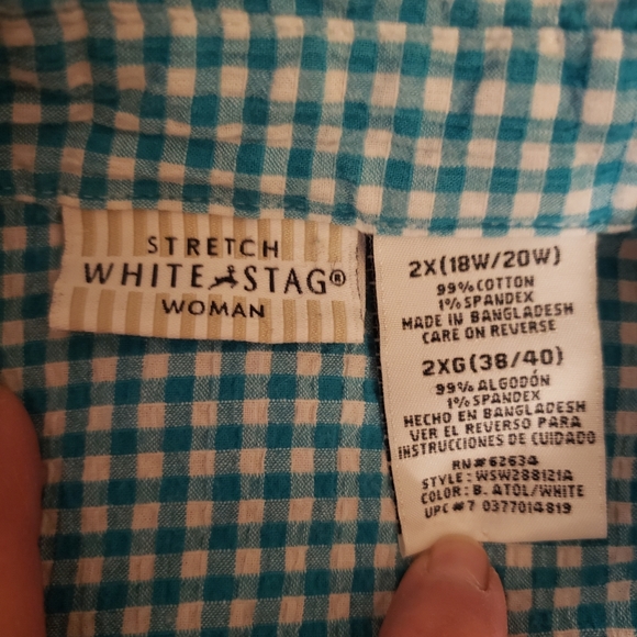 Pretty, plus size, turquoise button up blouse. Worn once. - Picture 2 of 4